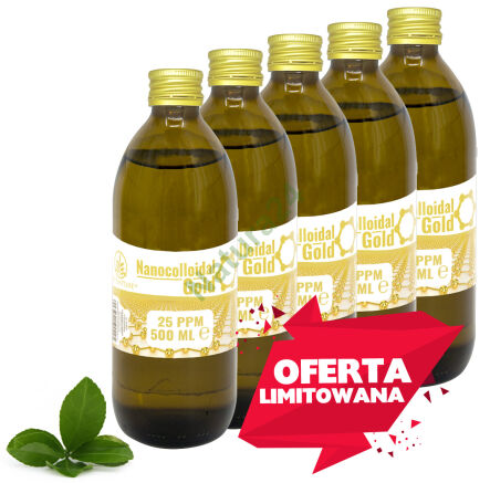 LIMITOVANÁ NABÍDKA! 5x Zlato - nanokoloid zlata 25 ppm 500ml