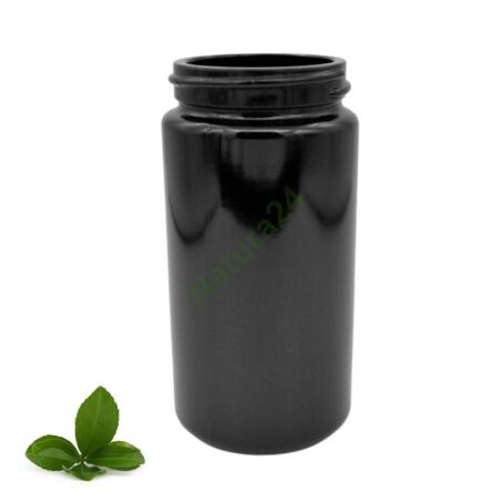 Láhev Válec - Fialové sklo - 200ml - 114,5x58,8 mm černé víčko