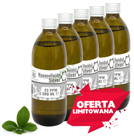 LIMITOVANÁ NABÍDKA! 5x Stříbro - nanokoloid stříbra 25 ppm 500ml