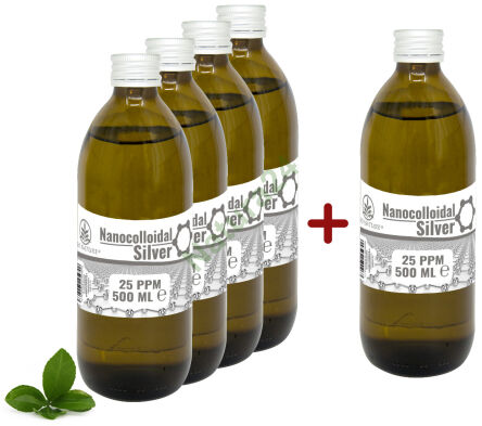 Stříbro - nanokoloid stříbra 25 ppm 4x500ml +500ml zdarma