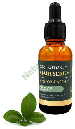 Organické sérum na vlasy Argan & Ricin – Máta peprná 30 ml