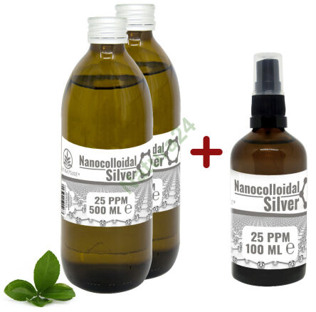 Stříbro - nanokoloid stříbra 25 ppm 2x500ml +100ml zdarma